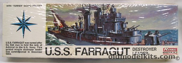 Renwal 1/500 USS Farragut Destroyer Leader with Terrier Missiles, 613 plastic model kit